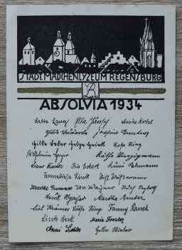 AK Regensburg / 1934 / Absolvia / Städitsches Mädchen Lyzeum / Schule